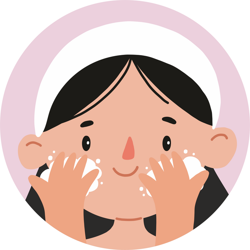 Cute cartoon woman  skin care highlights